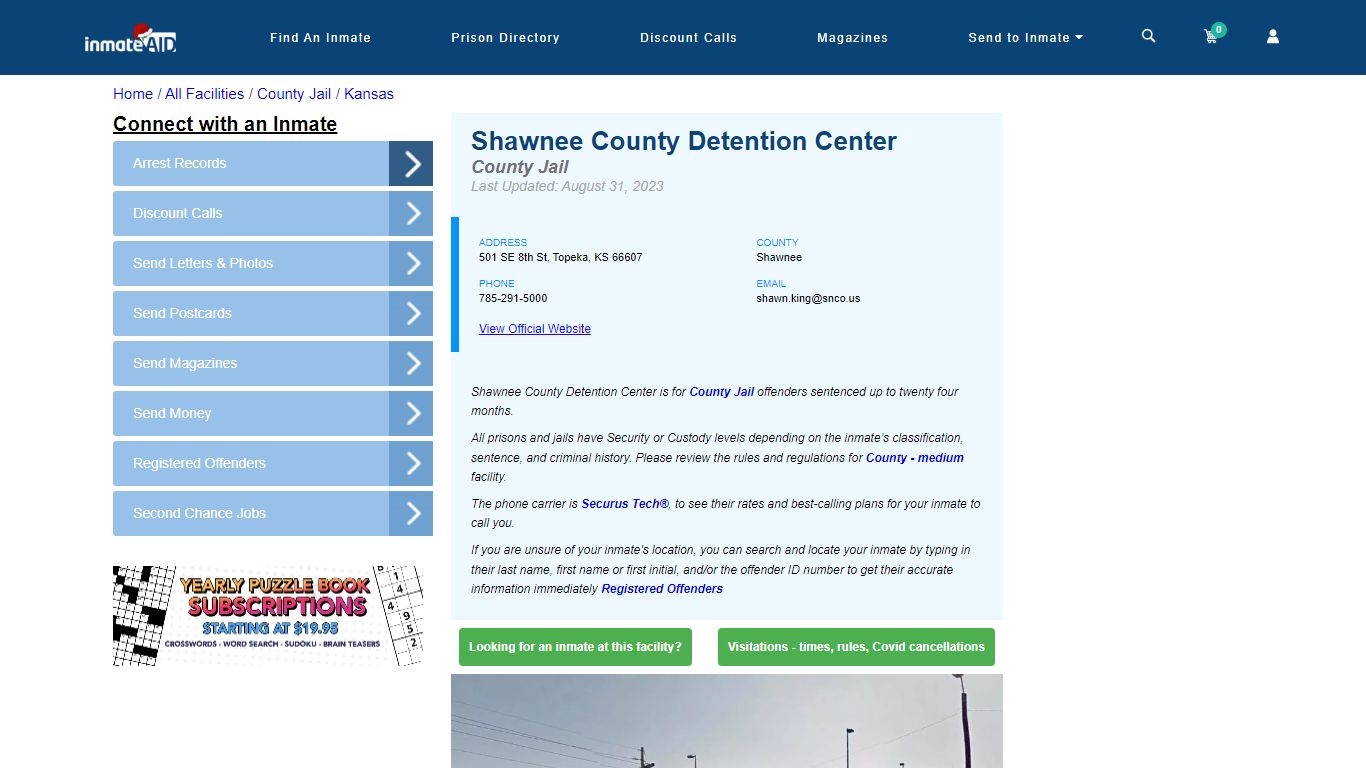 Shawnee County Detention Center - Inmate Locator - Topeka, KS